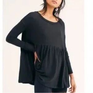 Free People Black Long Sleeve tiered Tunic L